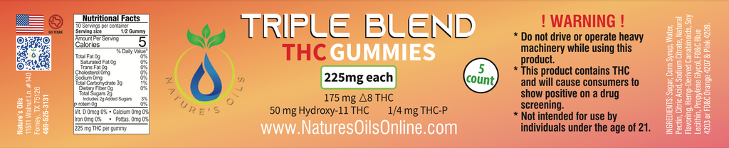 Triple Blend 225mg THC gummie 5-ct