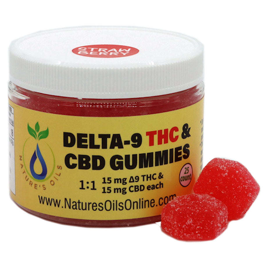 Delta-9 THC & CBD Gummies 15mg/15mg  Strawberry 25-count