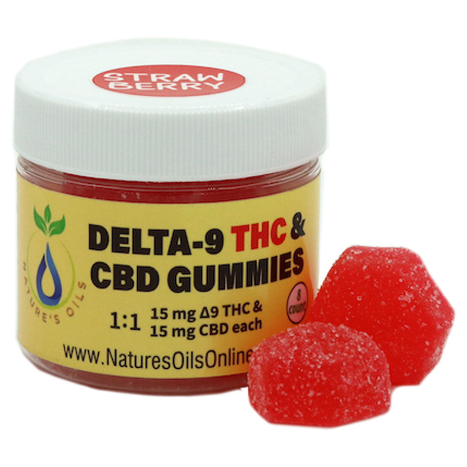 Delta-9 THC & CBD Gummies 15mg/15mg  Strawberry 8-count