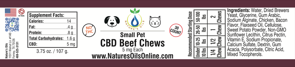 Small Pet CBD Beef Chews 5mg