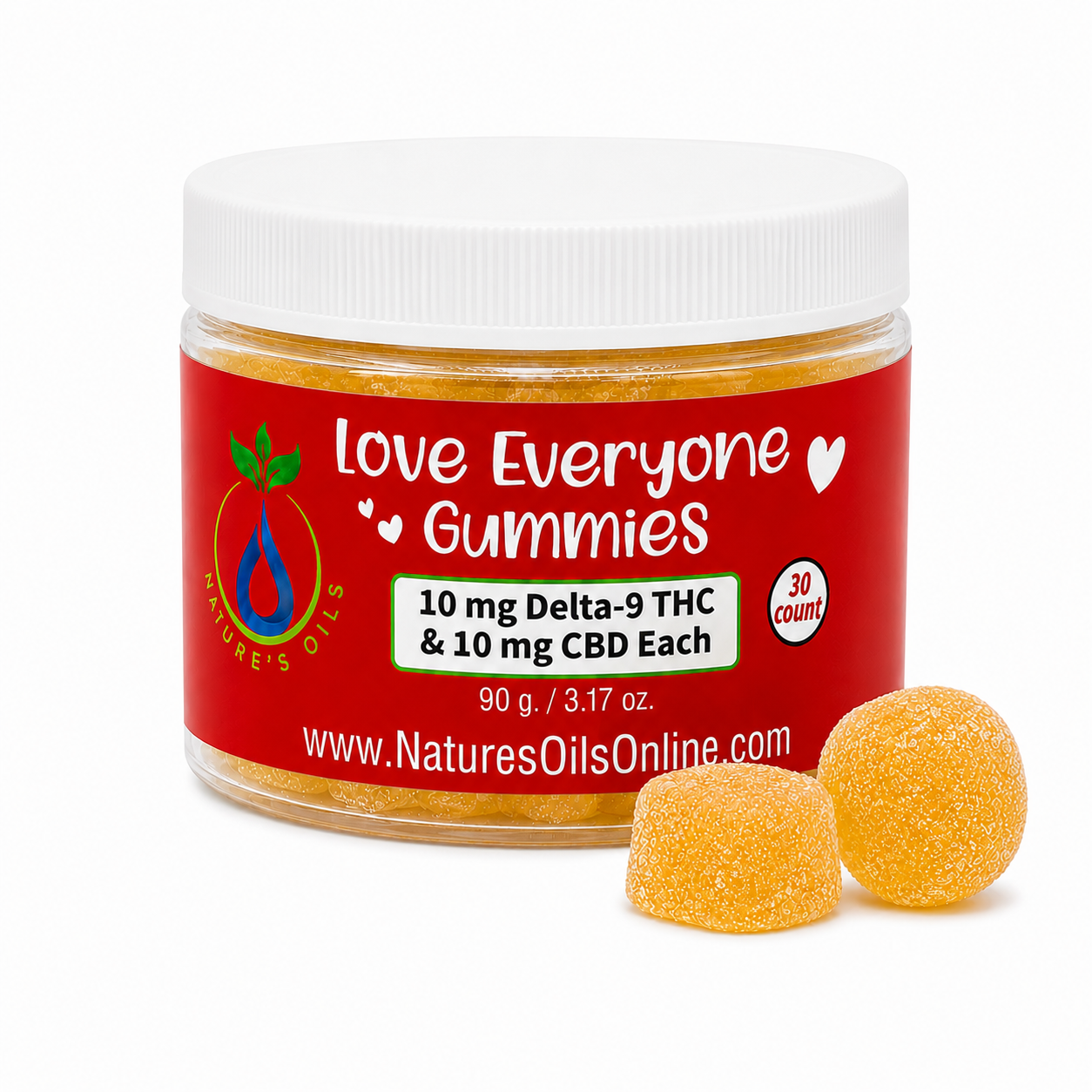 Love Everyone CBD & Delta-9 Gummies 10mg-THC, 10mg-CBD 30-count