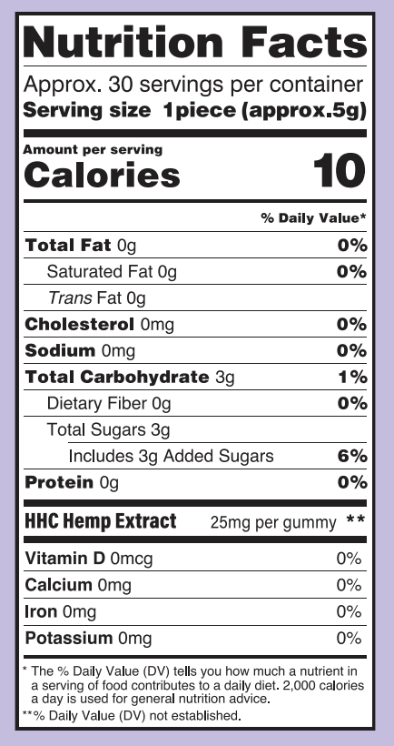 HHC 25mg Gummies 8-count Grape